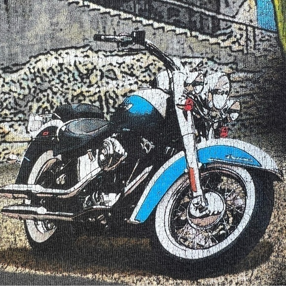 RAW EDGE CROPPED YUMA ARIZONA HARLEY DAVIDSON RILEY VTG TEE WITH PATCHES - Picture 8 of 16